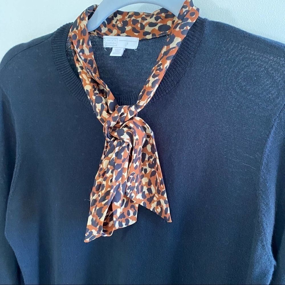 14th & Union Black sweater with cheetah bow tie - Picture 5 of 8